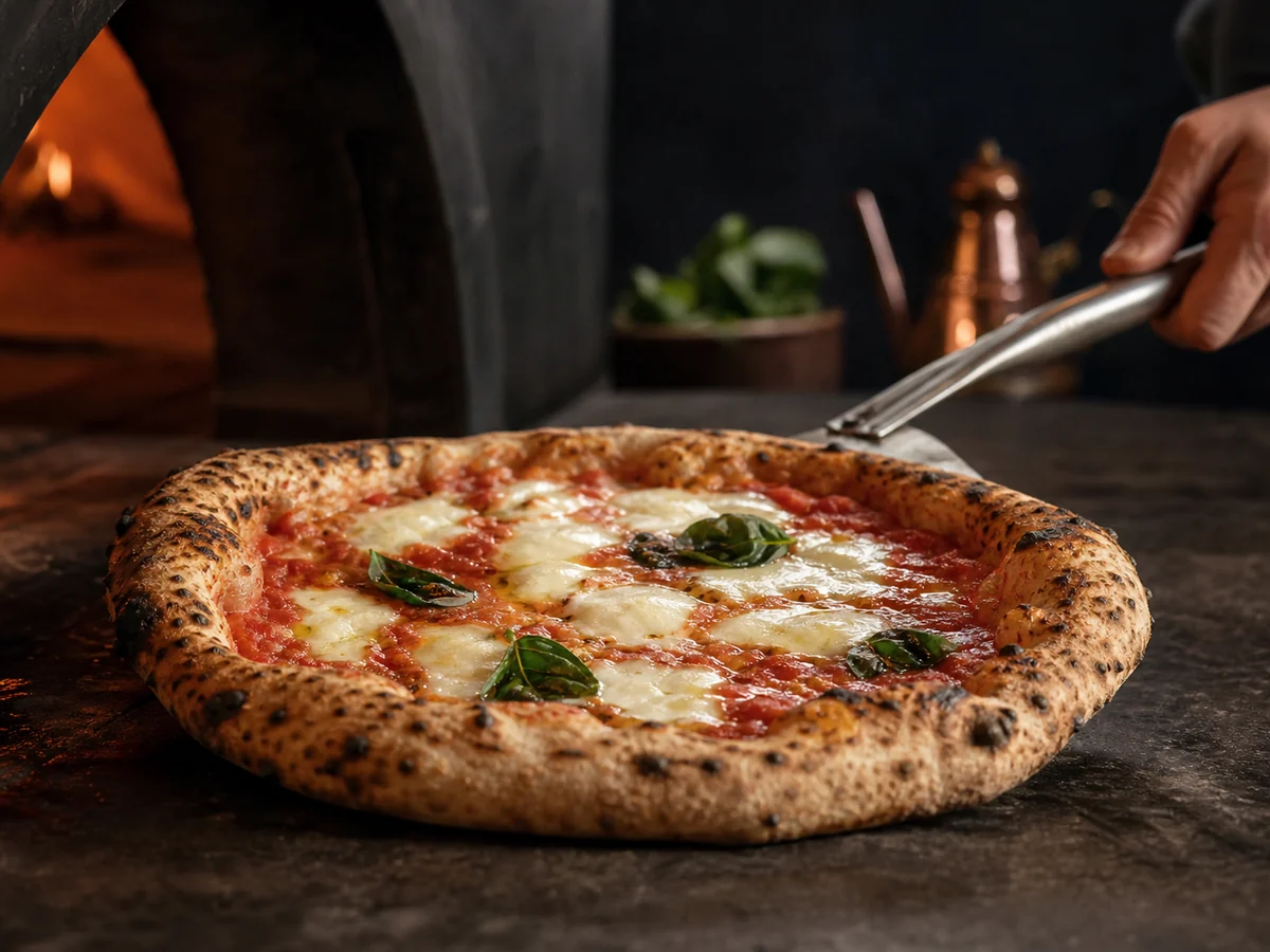 Napolitansk inspireret margherita med luftig, leopardplettet skorpe